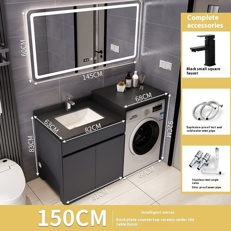 QW- Aluminum Storage Cabinet Bathroom Sink Set Washing Machine Table