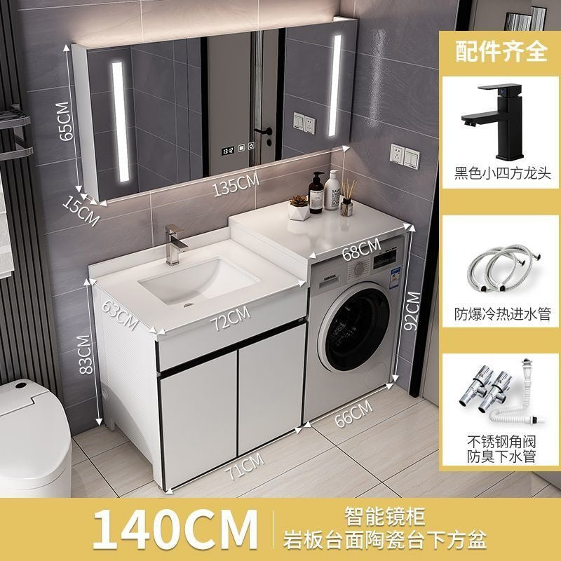 QW- Aluminum Bathroom Cabinet Set with Sink and Countertop Washing Machine