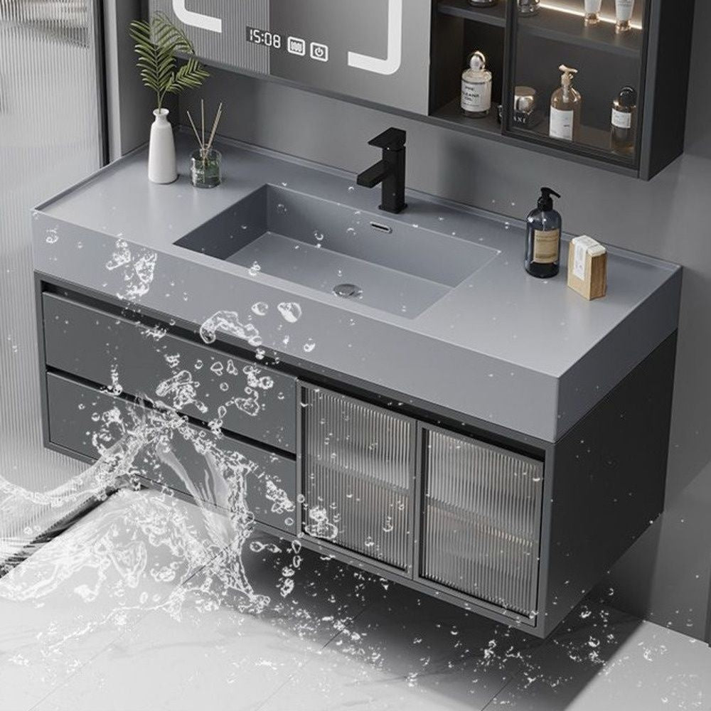 QW- Solid Wood Storage Smart Mirror Cabinet Bathroom Sink Set