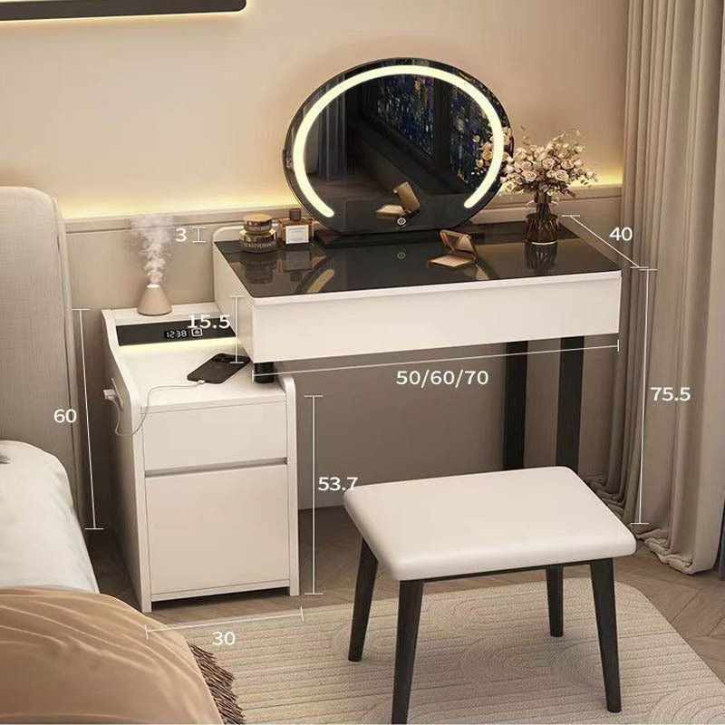Modern Luxury Solid Wood Bedroom Dressing Table Multi-functional Storage Cabinet One Set
