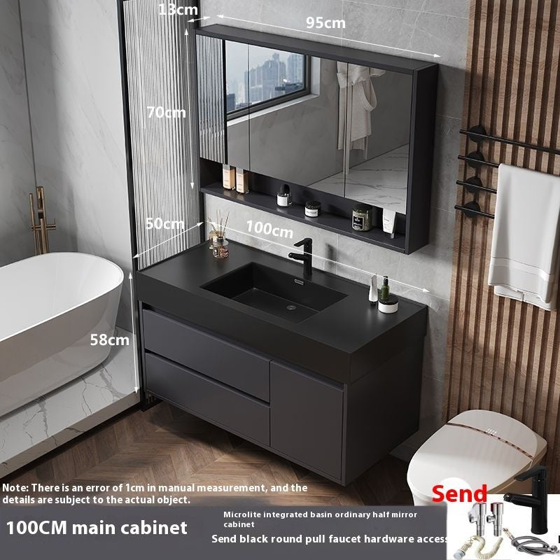 QW- Smart Glass Real Wood Storage Cabinet, Nano Bathroom Sink