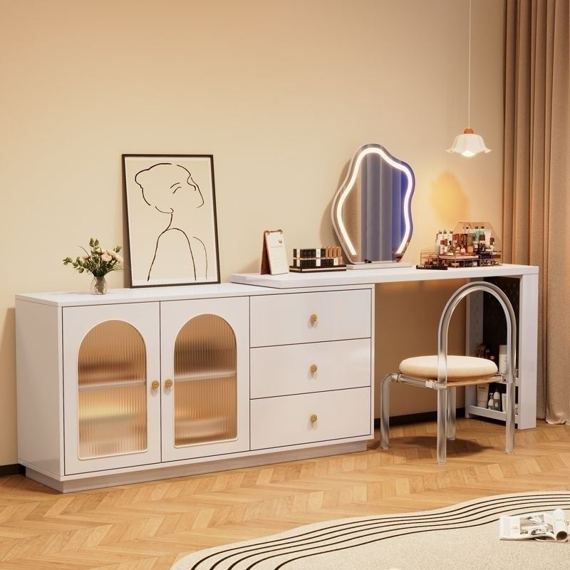 Solid Wood Mirror One Cabinet, Modern Bedside Table, Dressing Table