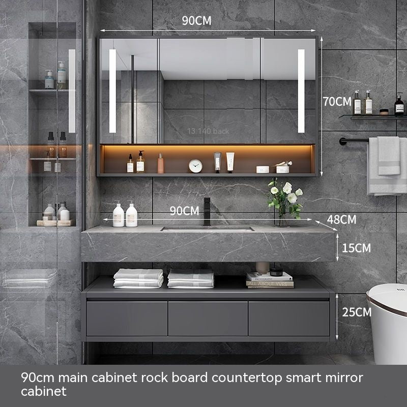 QW- Solid Wood Smart Glass Cabinet, Bathroom Sink