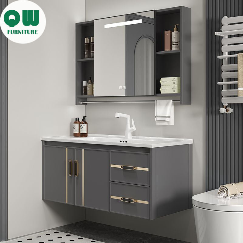 Kabinet Penyimpanan Aluminium QW- Cermin Pintar Set Sinki Bilik Mandi 