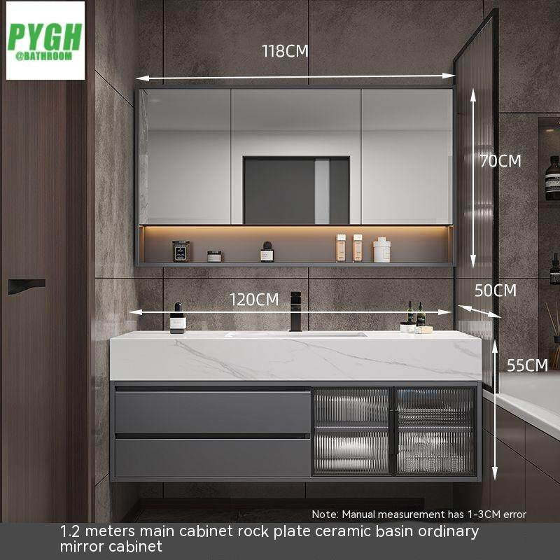 QW- Large Basin Set with Smart Mirror and Real Wood Storage Cabinet for Bathroom