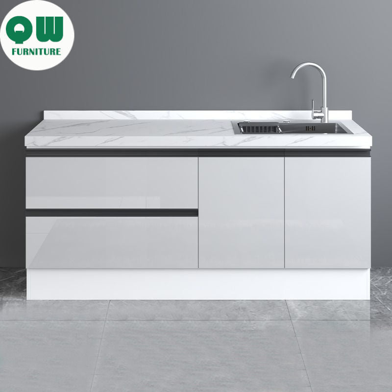 Kabinet Penyimpanan Dapur Aloi Aluminium QW- dengan Sinki Percuma 