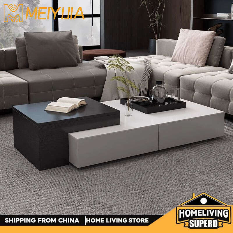 Meja Kopi Batu Boleh Laras Pelbagai Fungsi untuk Ruang Tamu. Kegunaan rumah moden yang ringkas. Meja teh yang elegan dan berkelas.