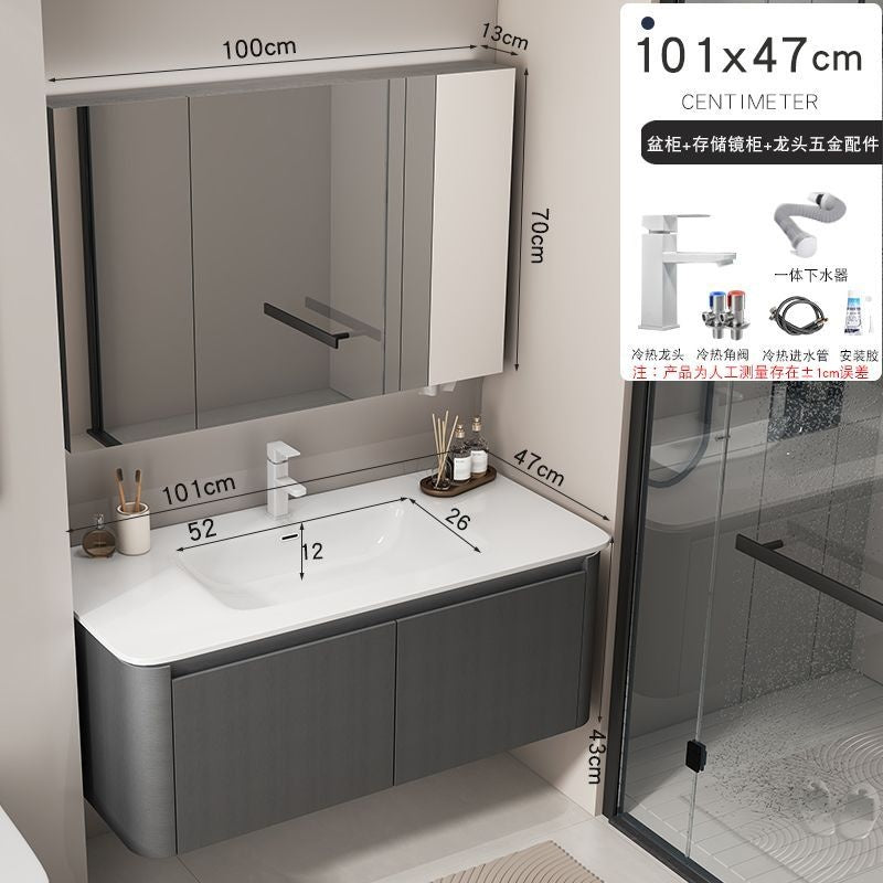 Kabinet Cuci Bilik Mandi Penyimpanan Aluminium Cermin Pintar QW- 