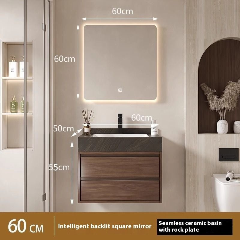 QW- Smart Mirror Real Wood Storage Cabinet in the Bathroom, Bathroom Sink Set
