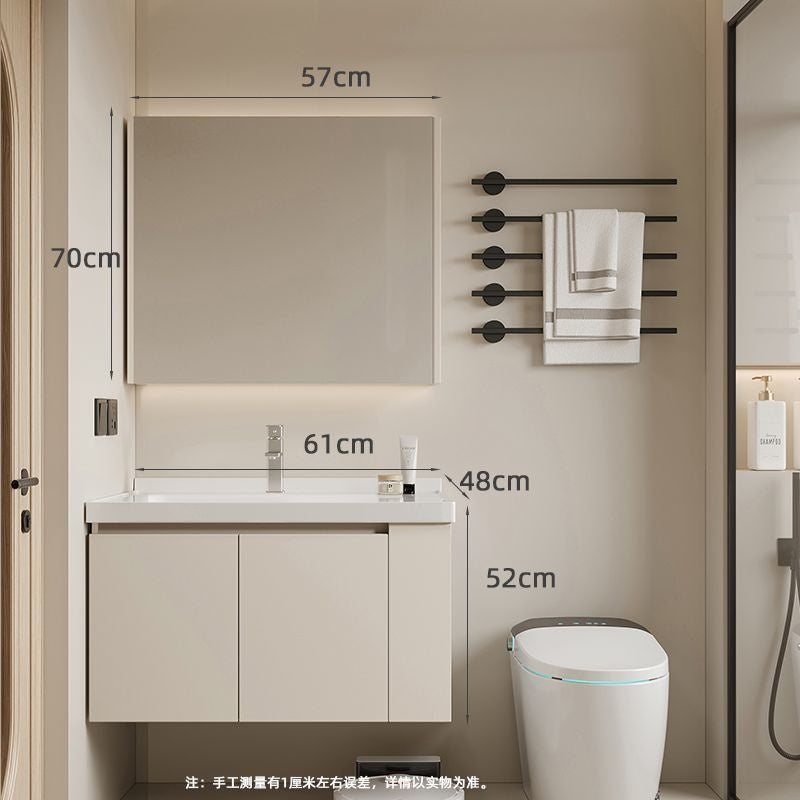 QW- Set kabinet kayu asli dengan cermin pintar dan sinki bilik mandi. 