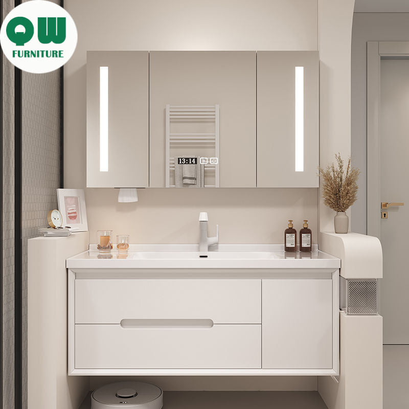 QW- Bathroom storage made from real wood, smart mirror cabinet in the bathroom, bathroom sink