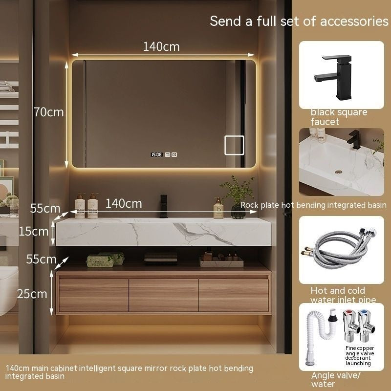 QW- Kabinet buatan khas dan cermin pintar untuk bilik mandi, kabinet simpanan bilik mandi, set sinki 