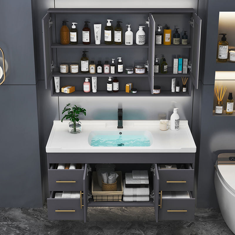 QW- Bathroom Smart Cabinet Modern Simple Ceramic Integrated Basin Washbasin Washstand Set