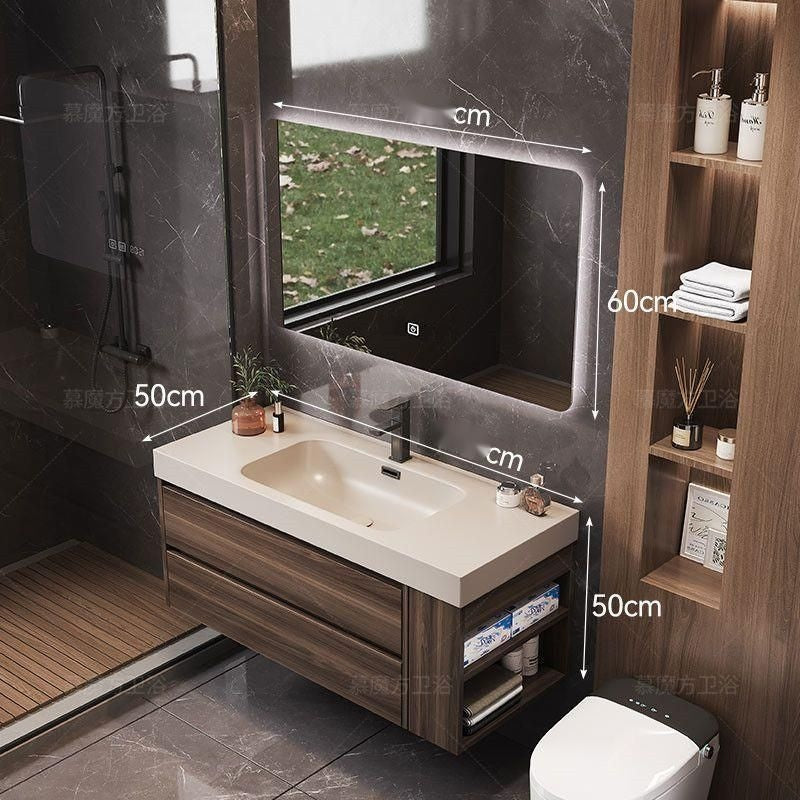 QW- Solid Wood Storage Smart Mirror Cabinet in the Bathroom, Bathroom Sink Set