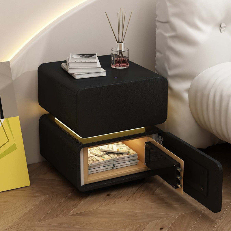 Smart Suspension Safe Bedside Luxury Premium Solid Wood Cabinet Large Bedroom with Light