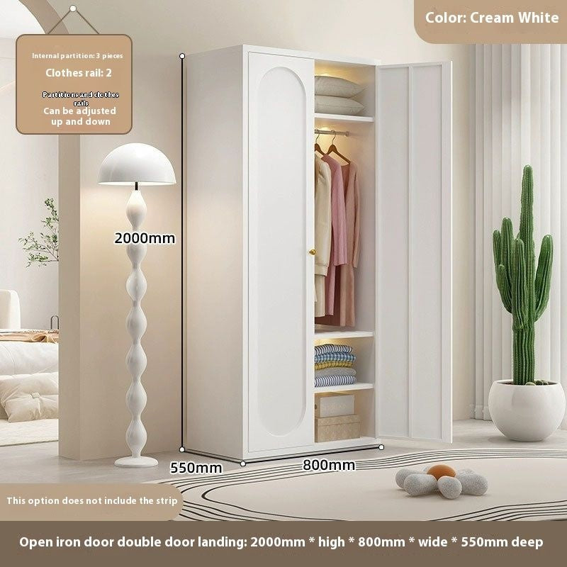 Cream Windbreaker Bedroom Home Iron Wardrobe Three-Door Storage Cabinet Easy Combination