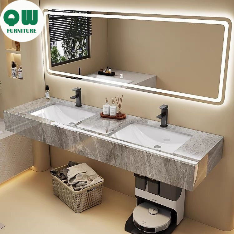 QW- Artificial Marble Sink Set, Smart Bathroom Mirror