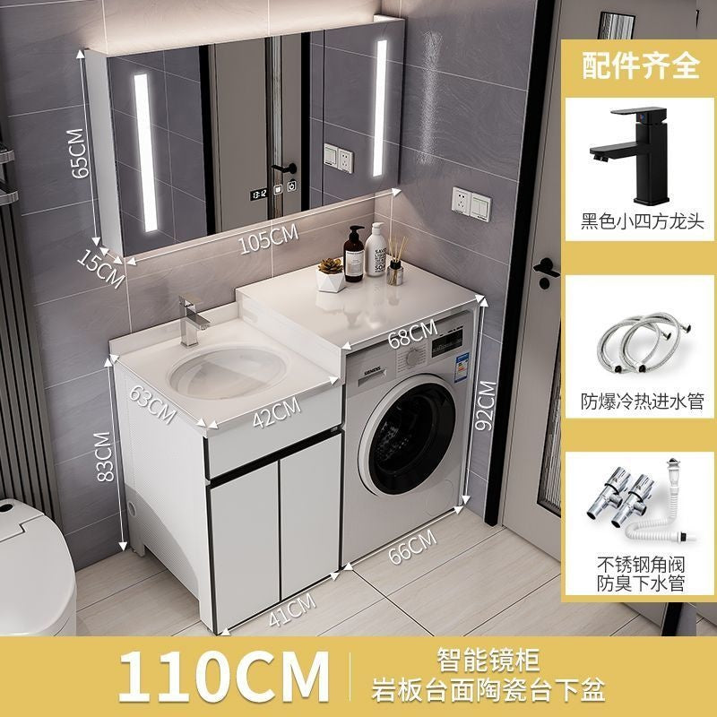 QW- Aluminum Bathroom Cabinet Set with Sink and Countertop Washing Machine