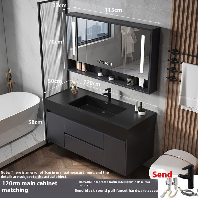 QW- Smart Glass Real Wood Storage Cabinet, Nano Bathroom Sink