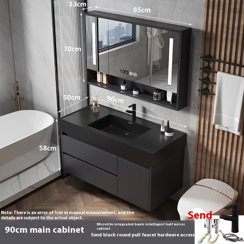 QW- Smart Glass Real Wood Storage Cabinet, Nano Bathroom Sink
