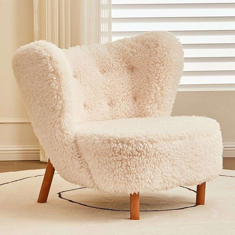 Simple Design Vintage Feeling Single Leisure Chair Sheepskin Jacquard Living Room Balcony Lazy Sofa