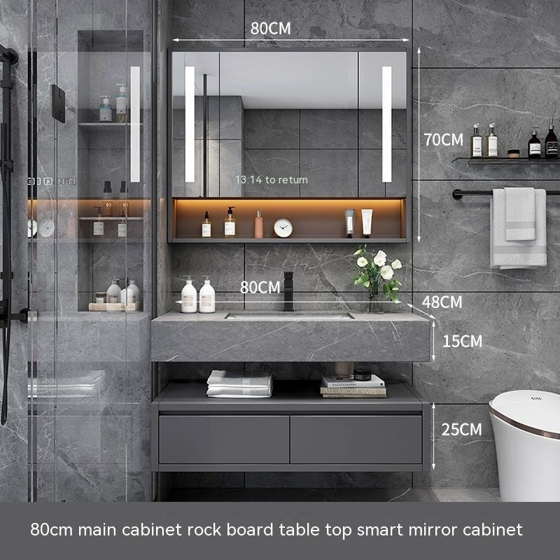 QW- Solid Wood Smart Glass Cabinet, Bathroom Sink