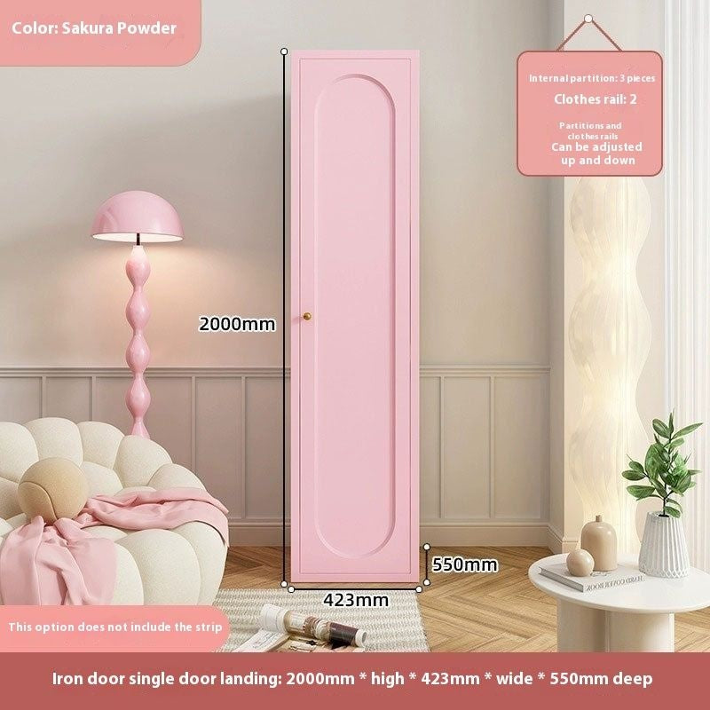 Cream Windbreaker Bedroom Home Iron Wardrobe Three-Door Storage Cabinet Easy Combination
