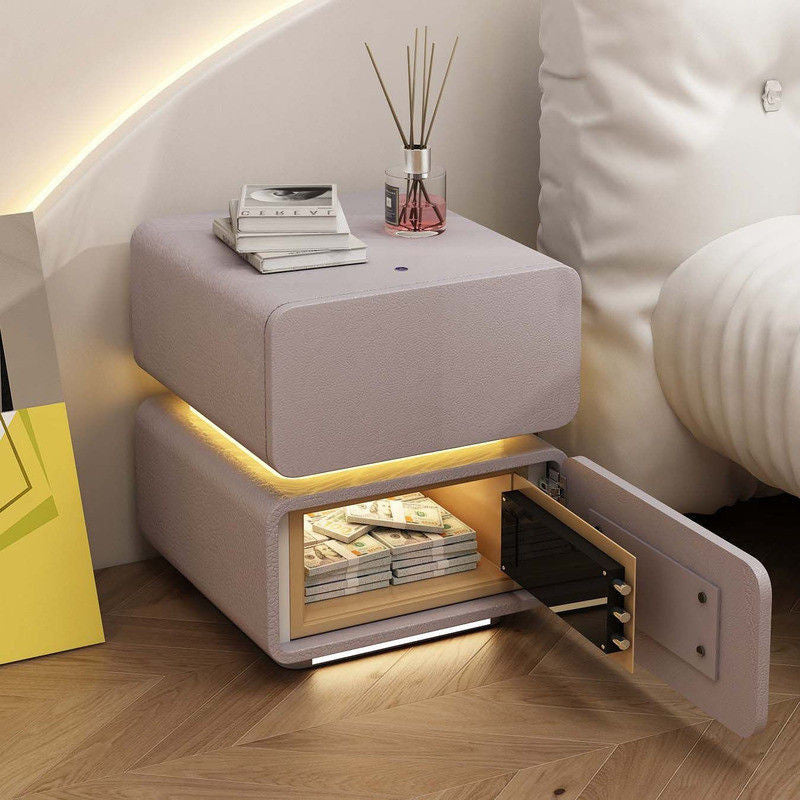 Smart Suspension Safe Bedside Luxury Premium Solid Wood Cabinet Large Bedroom with Light