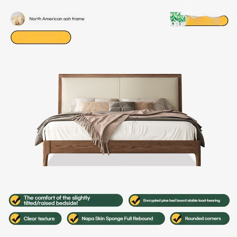 White Solid Wood 1.5 Modern Simple Soft Pack Nordic Home 1.8 Meters Large Bedroom Single Bed
