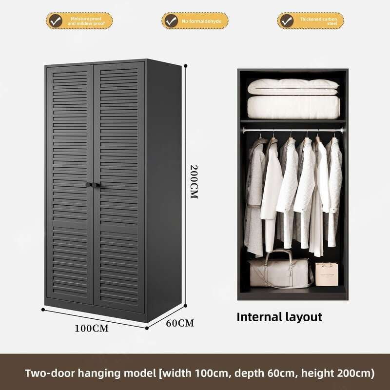 Almari Pakaian Logam untuk Bilik Tidur Rumah Set Kombinasi Ringkas Kabinet Penyimpanan Gantung Mudah Bilik Kanak-kanak Bebas Formaldehid
