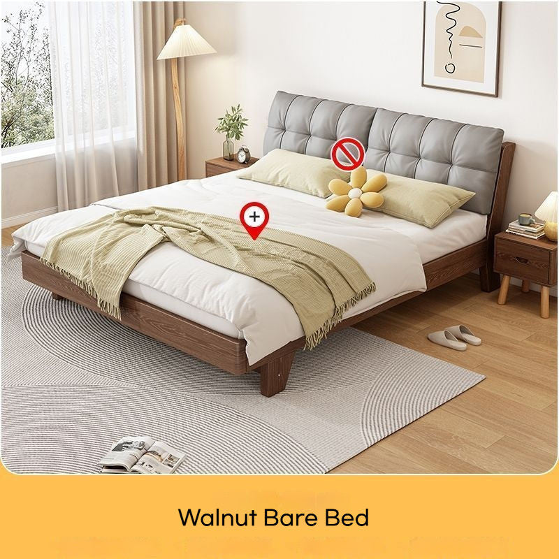 Katil Kelamin Kecil Kayu Padu Nordik 1m x 2m Bilik Tidur Besar Angin Krim Pek Lembut Moden