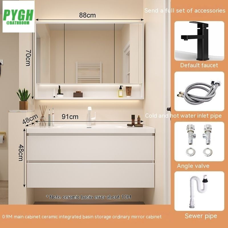 QW- White Storage Smart Mirror Cabinet, Bathroom Sink