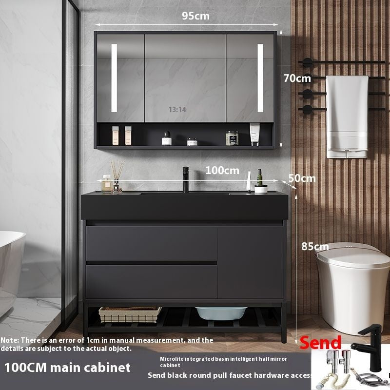 QW- Smart Glass Real Wood Storage Cabinet, Nano Bathroom Sink