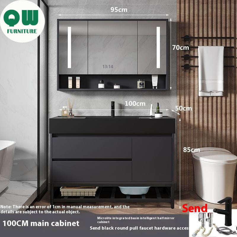 QW- Smart Glass Real Wood Storage Cabinet, Nano Bathroom Sink