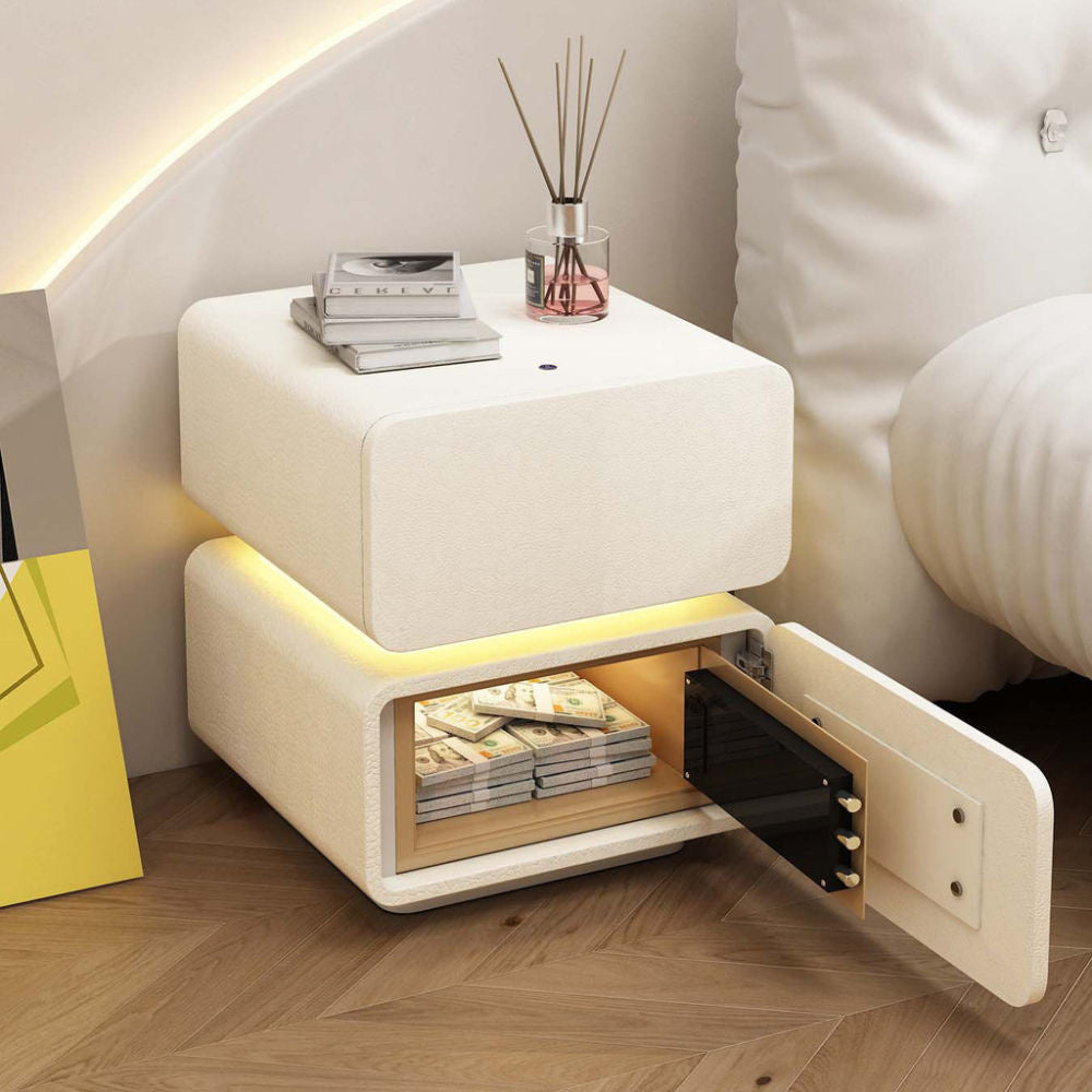 Smart Suspension Safe Bedside Luxury Premium Solid Wood Cabinet Large Bedroom with Light