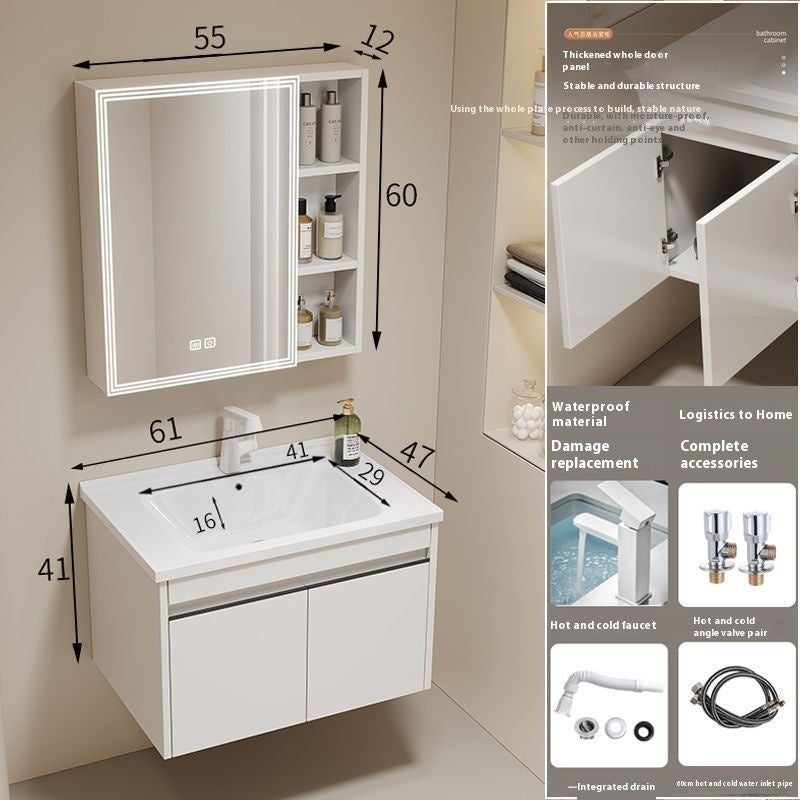QW- alloy Aluminum makes a storage cabinet for the bathroom, mirror cabinet, and sink set.