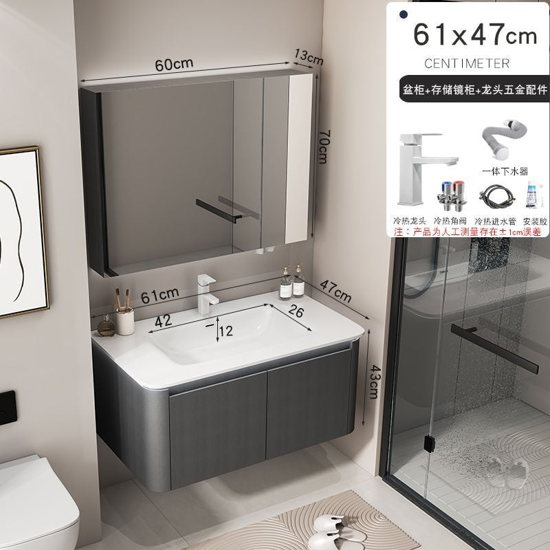 Kabinet Cuci Bilik Mandi Penyimpanan Aluminium Cermin Pintar QW- 