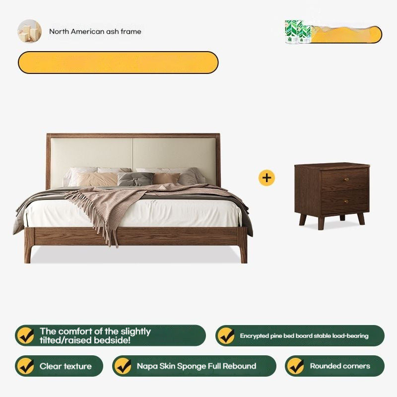 White Solid Wood 1.5 Modern Simple Soft Pack Nordic Home 1.8 Meters Large Bedroom Single Bed