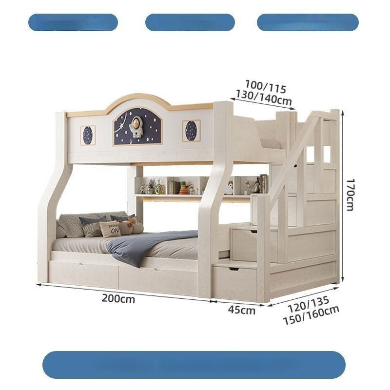 Two-story bunk high-low wooden children's small bed, solid wood, many sizes
