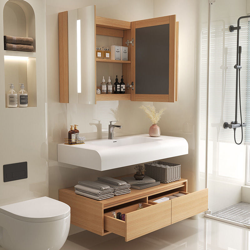 QW- Solid Wood Storage Smart Mirror Cabinet Bathroom Sink Set
