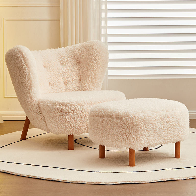 Sofa tunggal, kerusi santai bulu dengan tempat letak kaki, sofa malas balkoni ruang tamu yang ringkas