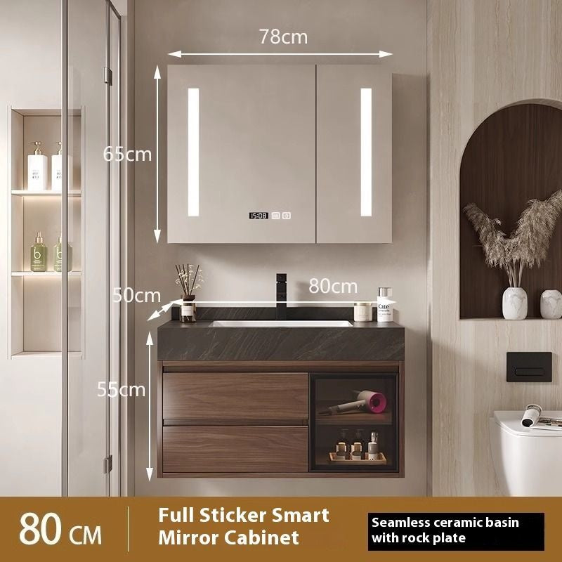 QW- Smart Mirror Real Wood Storage Cabinet in the Bathroom, Bathroom Sink Set