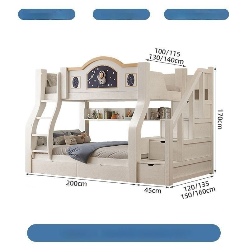 Two-story bunk high-low wooden children's small bed, solid wood, many sizes