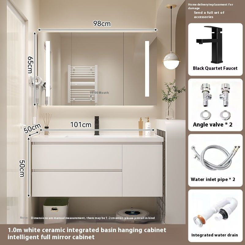 QW- Kabinet Cermin Pintar Diperbuat Daripada Kayu Asli di Bilik Mandi, Singki Bilik Mandi 