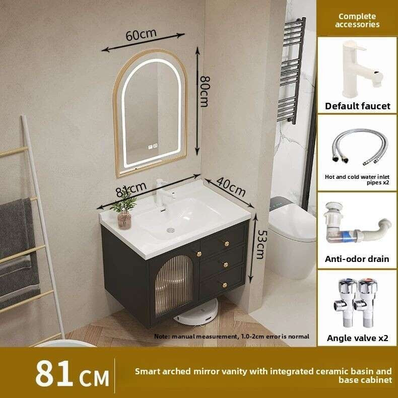QW- Kabinet kaca pintar untuk storan bilik mandi, lebar 40 cm.