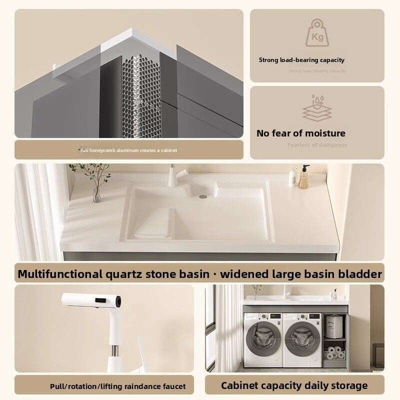 Set sinki bilik mandi aluminium QW- Kabinet simpanan bilik mandi Penyesuaian diterima 