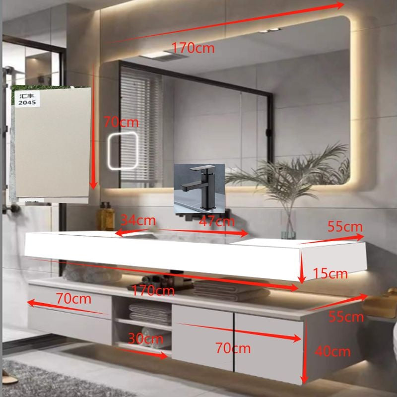 QW- Storan berkualiti tinggi diperbuat daripada kayu asli untuk kabinet cermin pintar di bilik mandi, sinki bilik mandi. 