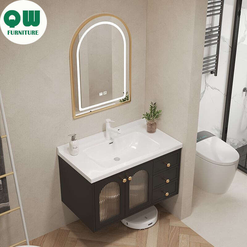 QW- Kabinet kaca pintar untuk storan bilik mandi, lebar 40 cm.