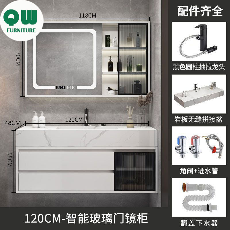 QW- Smart Bathroom, Mirror Bathroom Storage Cabinet, Basin Set