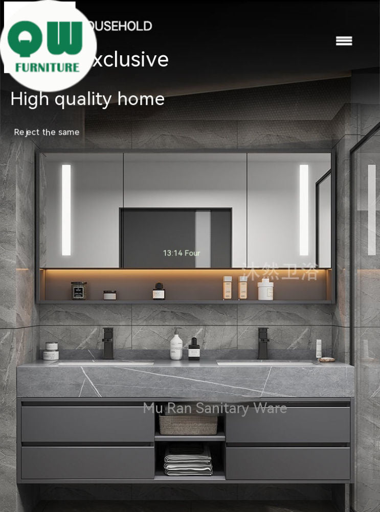 QW- Mirror Cabinet, Combo of Two Face Washing Sets, Bathroom Sink